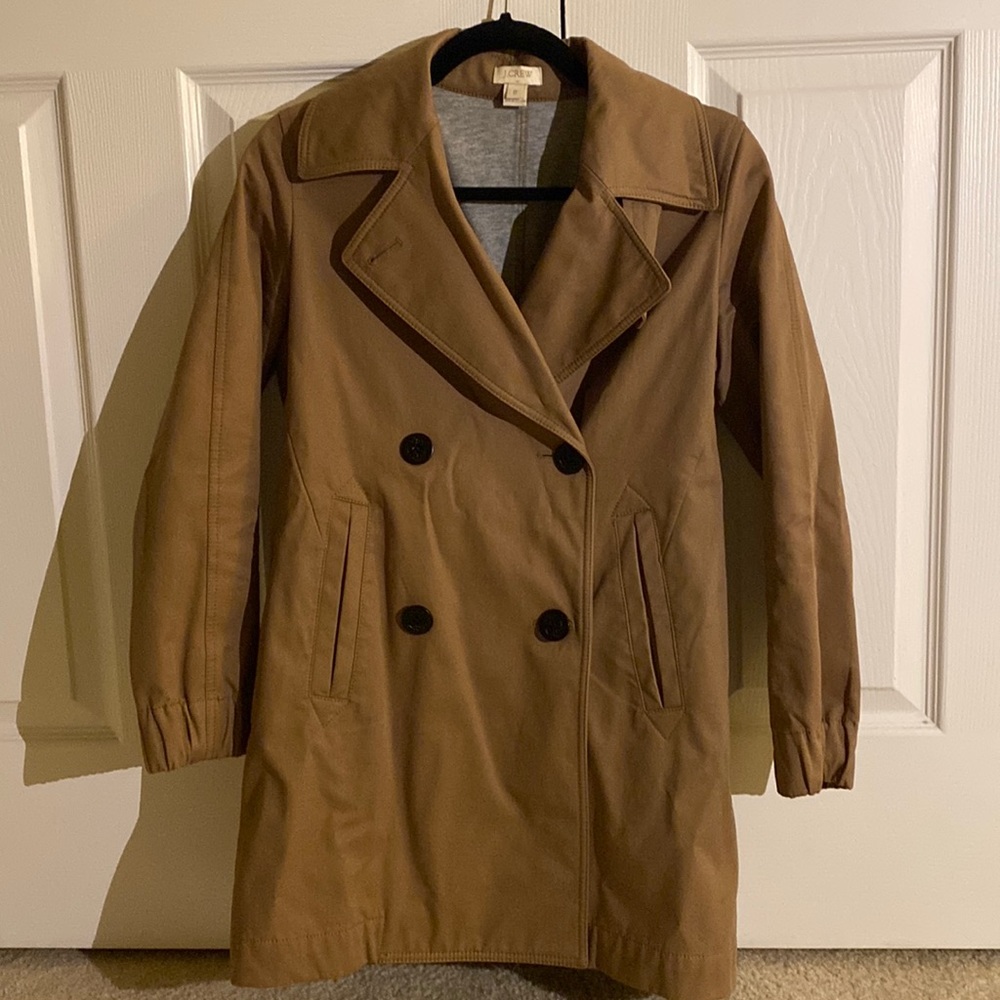 (5 for $50) J. Crew Factory size 0 trench pea coat in tan with pockets